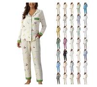 raoieykaxu Co Ords Sets for Women UK 2 Piece Outfits Classic Grid Fashion Leisure Linen Pyjamas for Women Skin-Friendly Casual Womens Lounge Nightwear Cotton Ladies Pyjama Sleep & Lounge