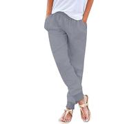 raoieykaxu Pants for Women UK Casual Cotton Linen Drawstring Waist Trousers Womens Joggers Plain Fadhion Comfy Gym Yoga Outdoor Running Hiking Walking Activewear Work Tracksuit Bottoms Leisure Grey