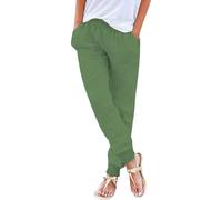 raoieykaxu Pants for Women UK Casual Cotton Linen Drawstring Waist Trousers Womens Joggers Plain Fadhion Comfy Gym Yoga Outdoor Running Hiking Walking Activewear Work Tracksuit Bottoms Leisure Green