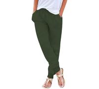 raoieykaxu Pants for Women UK Casual Cotton Linen Drawstring Waist Trousers Womens Joggers Plain Fadhion Comfy Gym Yoga Outdoor Running Hiking Walking Activewear Work Tracksuit Bottoms Leisure