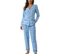 raoieykaxu Womens Co Ord Sets 2 Piece Outfits Women Classic Grid Fashion Leisure Linen Co Ord Sleep Pyjama Skin-Friendly Casual Womens Lounge Nightwear Cotton Ladies Pyjamas Sleep & Lounge