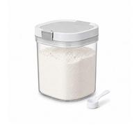 Raoletin 1300ml Clear Protein Powder Storage Container with Spoon, Airtight Formula Powder Pots for Powders, Stackable One-Press Lid Air Tight Food Storage Container for Kitchen, Gym and Travel