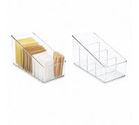 Raoletin 2 Pack Sugar Sweetener Sachets Clear Holder, Plastic 4-Section Sugar Sweetener Dispenser Packets Organiser Tiered Display, Bar Caddy for Office, Hotel and Kitchen Counter