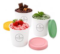 Raoletin 3 Pack Ice Cream Tubs with Lids, Reusable Plastic Ice Cream Containers with Silicone Lids for Homemade Icecream, Stackable Ice-Cream Tub for Gelato, Sorbet, Frozen Yoghurt Freezer Containers