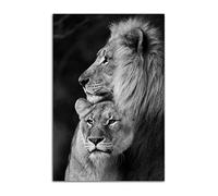 RAOMAAE Lion and Lioness Hug Poster Black and White Animal Lion Wall Art Picture Print Canvas Painting Modern Home Living Room Decor Poster (40x60cm-No Frame)