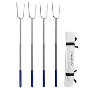 RAOMEIDE 32" Heavy Duty Hot Dog Sticks for Campfire, Marshmallow Roasting Sticks for Fire Pit, Smores Sticks for Fire Pit Long, Smores and Marshmallows Skewers 4 Pack