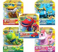 RaoNEE GOGO Dino REX TOMO Viki PING LOCKY 5-Piece Set Two-Stage Transformation Dinosaur Robot Mini Size