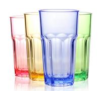 RAONEUS Unbreakable Plastic Tumblers for Adults, Set of 4, 405ml Dishwasher Safe, Reusable Coloured Drinking Glasses for Home, Party, Camping (405ml Color)