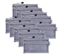 RAOPLA 10 Pack Transparent Pencil Case Multipack, A6 Clear Mesh Pencil Pouches with Zip, Sturdy Nylon Translucent Slim Stationery Organizer Bag for Exams, School Supplies, Students & Teenagers (Grey)