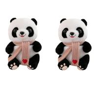 RAOPLA 2 Pcs Panda Plush Pillow, Soft Kawaii Panda Bear Hugging Pillow, Adorable Animal Stuffed Squishy Cuddly Toy for Stress Relief, Relaxation, Home Decor & Gifts for Kids Adults (Pink Scarf)