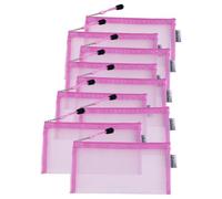 RAOPLA 9 Pack Transparent Pencil Case Multipack, A6 Clear Mesh Pencil Pouches with Zip, Sturdy Nylon Translucent Slim Stationery Organizer Bag for Exams, School Supplies, Students & Teenagers (Pink)