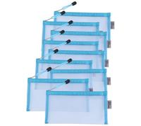 RAOPLA 9 Pack Transparent Pencil Case Multipack, A6 Clear Mesh Pencil Pouches with Zip, Sturdy Nylon Translucent Slim Stationery Organizer Bag for Exams, School Supplies, Students & Teenagers (Blue)