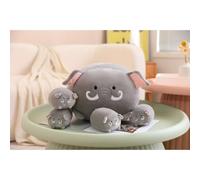 RAOPLA Stuffed Animal Plush Pillow with 4 Baby, Soft Kawaii Sleeping Hugging Pillow, Cute Squishy Cuddly Toy for Stress Relief, Relaxation, Room Decor & Stocking Fillers for Kids Adults (Grey)