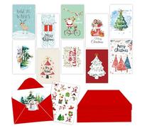 RAORAOYUE 10 Pack Christmas Cards with Envelopes and Stickers, Happy Holidays Cards, Xmas Greeting Card Bulk for Friends, Family