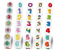 RAORAOYUE 1000PCS Number Stickers for Kids, Number 0-9 Cartoon Stickers Label, Reward Stickers for Kids and Teachers Label Art Decal Craft Scrapbook Book Album Diary Card Birthday School Supplies