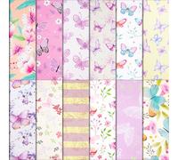 RAORAOYUE 24 Butterfly Flowers Scrapbook Decorative Paper, 12x12 in