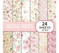 RAORAOYUE 24 Sheets Scrapbook Paper, 6x6 Inch Pink Floral Decorative Craft Paper for DIY Card Making, Photo Album, Journal Decor