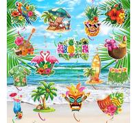 RAORAOYUE 30 Pieces Hawaiian Luau Party Hanging Decorations, Tropical Hawaiian Toucan Parrot Party Hanging Swirl Foil Ceiling Decor for Summer Beach Pool Tiki Wedding Birthday Party Supplies