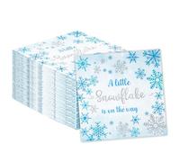 RAORAOYUE 50Pcs Snowflake Dinner Napkins, Disposable Snow Party Napkins for Christmas Dinner, Winter Birthday Gatherings, Baby Shower, Frozen Themed Events, Snow-Themed Table Decorations