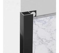Raouoae Aluminium Tile Rail Long 125CM - 2 Pieces Corner Profile, 8mm/10mm/12mm/15mm Thickness, Square, Anodized, Tile Edge Trim For Indoor Use, Office, School, Hotel(Black,15mm)