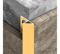 Raouoae Edge Protection Aluminum Alloy Tile Profile, 125CM X 2 Pieces, Floor Corner Cover Strips, Durable Angle Trim For Tile Edging And Corner Protection(Gold,10mm)