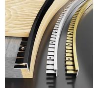 Raouoae Stair Edge Profile, Bendable F-Shape Metal Edging for Laminate, Parquet & Tile Steps, 135cm X 2, Step & Floor Edging Trim, Corner Protector for Staircase & Flooring(Gold,L)