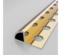 Raouoae Tile Rail Quarter Circle Profile Edge Trim Strip - 125cm Anodized Aluminium End Strip For Bathroom & Kitchen Tile Edge Protection - Angle Profile For Corner Trim(Gold,12mm)