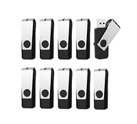 RAOYI 10 Pack USB Stick 32GB USB Memory Stick USB 2.0 Flash Drive Swivel Design Thumb Drive Pen Drive with LED Indicator (32GB, Black)