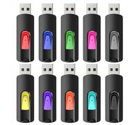 RAOYI 10Pcs 4GB USB Flash Drives Slide Retractable Memory Stick Bulk USB 2.0 Thumb Drive Jump Drive Zip Drive USB Sticks Data Storage Backup for PC Mac (4G, 10 Mixed Color)