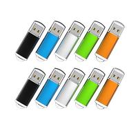 RAOYI 10PCS 64GB Bulk USB Flash Drives Thumb Drives Fold Storage Memory Stick USB 2.0 Jump Drive(5 Mixed Colors: Black Blue Green Orange Silver)