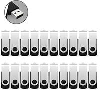RAOYI 20Pack USB Stick 1GB Memory Stick USB 2.0 Flash Drive Swivel Design Pen Drive Thumb Drive with LED Indicator for PC, Laptop, Printer, TV, Car (1GB, Black)