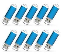 RAOYI 32GB USB 2.0 Flash Drive Bulk, 10-Pack, Blue | Lightweight Thumb Drive with Cap Protection, LED Indicator and Lanyard Hole, Portable Memory Stick for Data Storage Backup