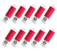 RAOYI 64GB USB 2.0 Flash Drive Bulk, 10-Pack, Red | Lightweight Thumb Drive with Cap Protection, LED Indicator and Lanyard Hole, Portable Memory Stick for Data Storage Backup