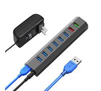 RAOYI Powered USB 3.0 Hub, 8 Ports High Speed USB 3.0 Hub Splitter with 36W Power Adapter, 3.3ft Cable and Smart Fast Charger USB Hub for Laptop, PC, Mobile HDD, Mulitple Devices (Gray)