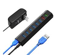 RAOYI Powered USB 3.0 Hub, 8 Ports High Speed USB 3.0 Hub Splitter with 36W Power Adapter, 3.3ft Cable and Smart Fast Charger USB Hub for Laptop, PC, Mobile HDD, Mulitple Devices (Black)