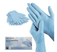 RAP Blue Nitrile Disposable Exam Gloves Medium Powder Free Latex Free | Non sterile ambidextrous fit, textured fingertips, food safe, for healthcare, cleaning, food prep, salon and industry