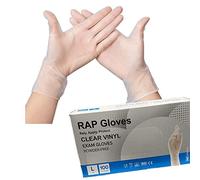 RAP Clear Vinyl Disposable Exam Gloves Large Pack of 100 Powder Free | Latex and protein free, smooth ambidextrous fit, for food handling, household hygiene, industrial and general cleaning