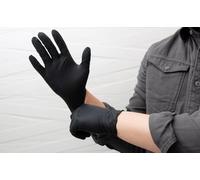 RAP Gloves 5 Grams, Professional Black Nitrile Powder Free Multi Purpose Gloves Disposable, Extra Strong Disposable Examination Gloves, Surgical Powder Free Disposable Nitrile Gloves (100, XXL)
