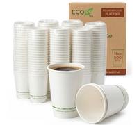RAP Gloves Double Wall Eco Paper Cups, PLA Coated 500pcs Bulk 16oz Cups Pack 25 x 20 Disposable Cups - Hot & Cold Bevrages Compostable Cups for Coffee, Tea, Drinks. Parties, Office, Events Cups