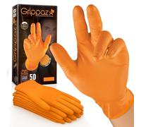 RAP Gloves (Pack of 50 Grippaz Nitrile Gloves Working Gloves Extremely Robust Non - Slip Ideal for Workshops Mechanics Industry Rubber Disposable Gloves (Black, S)