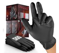 RAP Gloves (Pack of 500 Gloves Grippaz Nitrile Gloves Working Gloves Extremely Robust Non - Slip Ideal for Workshops Mechanics Industry Rubber Disposable Gloves (Black, Large)