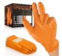 RAP Gloves (Pack of 500 Gloves Grippaz Nitrile Gloves Working Gloves Extremely Robust Non - Slip Ideal for Workshops Mechanics Industry Rubber Disposable Gloves (Orange, Large)