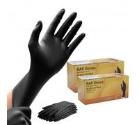 RAP Gloves Professional Black Nitrile Powder Free Multi Purpose Gloves, Extra Strong Disposable Examination Gloves, Surgical Powder Free Disposable Nitrile Gloves (200, XL)