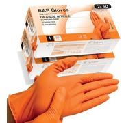 RAP Orange Nitrile Diamond Grip Safety Work Gloves Large 2x-50 Gloves - Heavy duty, Non-slip, Extra Thick Gloves - Ideal For Mechanics, Workshop, and Automotive use.