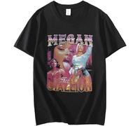 Rap Singer Megan Thee Stallion Graphics Print T Shirt Unisex Vintage Short-Sleeve Men T Shirts Streetwear Harajuku Tees Black
