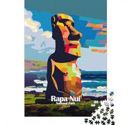 Rapa Nui National Park Chile Art 1000 Piece Jigsaw Puzzle, 38x26cm/1000pcs, for Adults, Relaxing Indoor Activity, Family Time And Puzzle Lovers