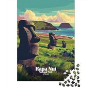 Rapa Nui National Park Chile Poster Jigsaw Puzzle 1000 Pieces, Asian Architecture Inspired View, Matte Printed Jigsaw, Screen-Free Fun for Travel Lovers, 38x26cm/1000pcs
