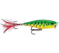 Rapala Skitter Pop Lure with Two No. 5 Hooks, Surface Swimming Depth, 7 cm Size, Firetiger