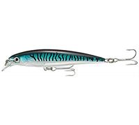 Rapala X-Rap Saltwater Lure with Two No. 3 Hooks, 1.2-1.8 m Swimming Depth, 10 cm Size, Silver Blue Mackerel