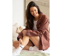 Rapanui Clothing Contrast Piping Button-Up Pyjama Shirt In Terracotta Terracotta